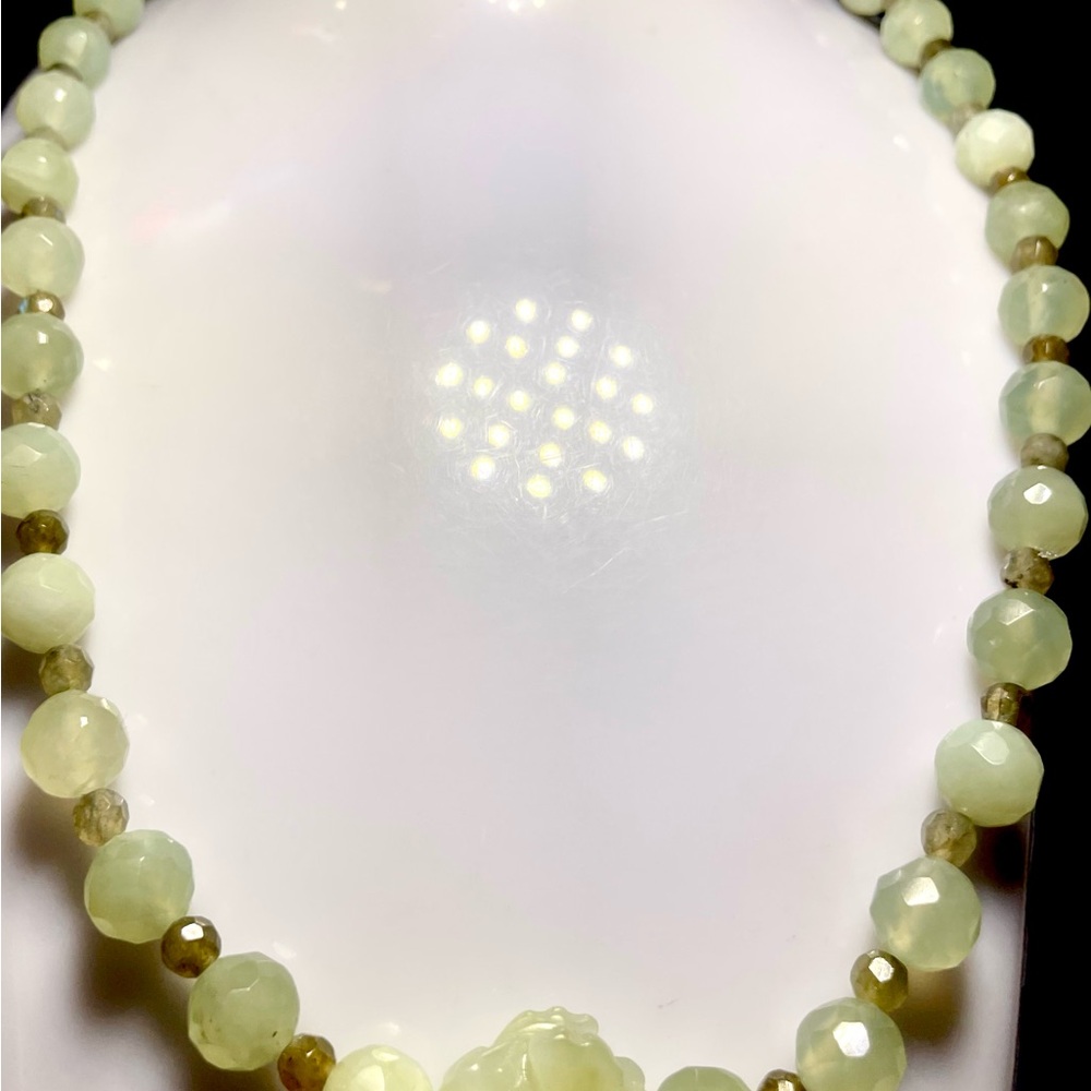 Prehnite & Labradorite beaded necklace sterling silver